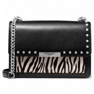 Michael Kors Black/Multi Convertible Leather Shoulder Bag